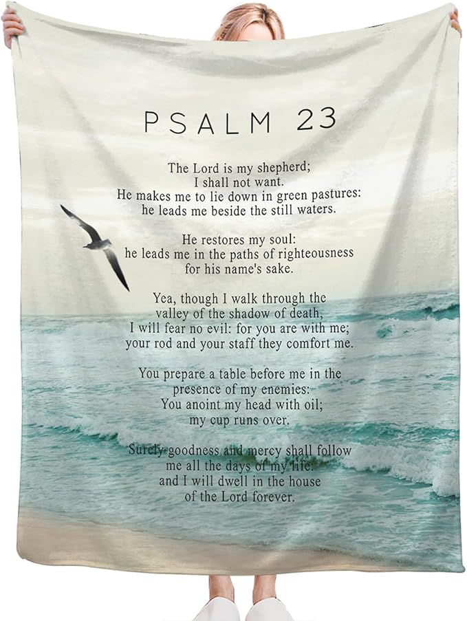Tijuboni Psalm 23 Throw Blanket Christian Religious Gifts for Women Men Girls Boys Kids Adults Soft Flannel Fleece Blanket for Couch Sofa Bed Home Decor 50"x60"
