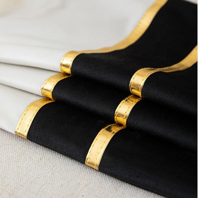 ZLINA Set of 2 Velvet Decorative Throw Pillow Covers Black White Patchwork with Gold Leather Pillow Covers 18 × 18 Inch Cushion Covers Decor Living Room Sofa Bedroom Car
