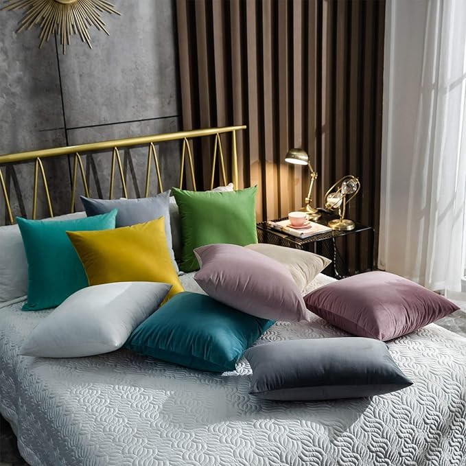 JUSPURBET Silver Gray Throw Pillow Covers Set of 2 Decorative 26x26 Velvet Pillow Covers for Couch Sofa Bed Soft Cushion Covers Cases with Invisible Zipper for Living Room Home Decor