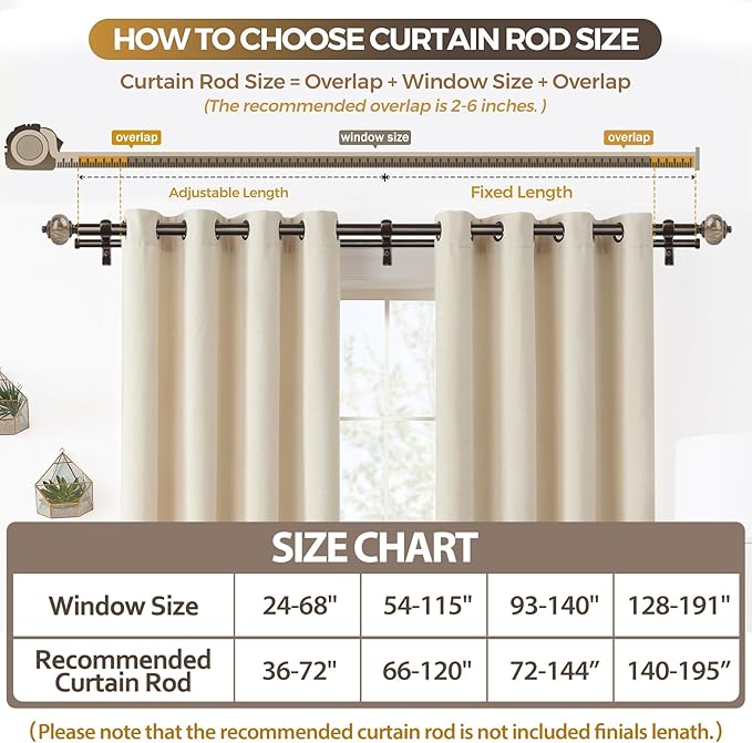 KAMANINA 1 Inch Double Curtain Rod 66 to 120 Inches (5.5-10ft), Bronze Telescoping Curtain Rods for Windows 54 to 115 inches, Heavy Duty Dual Drapery Rods with Marbled Finials