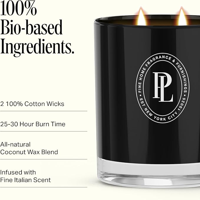 Preston Lane Luxury 2-Wick Scented Candle, Highrise, 7.5 oz Hand-Poured in USA | Long Burn Time (20-30 Hrs), Vegan Soy Wax Blend, Decorative Glass Vessel, Fine Italian Fragrance