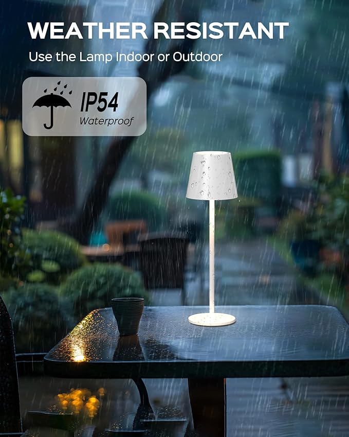 JACKYLED Cordless Table Lamps Rechargeable, 3 Adjustable Height, 5000mAh Battery Operated, 3 Colors Smooth Dimming, Portable LED Waterproof Table Lamp for Dining, Bedroom, Outdoor (2 Pack)