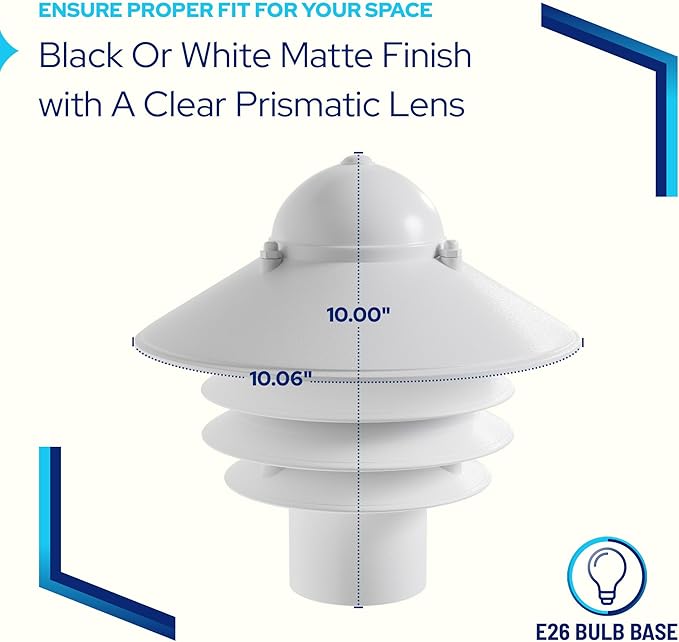KASTLITE Nautical Walkway Outdoor Lamp Post Light Fixture - Rust & Waterproof Non-Metallic Coastal Lantern - Fits 3" Poles - UL Listed Driveway & Boat Dock Lighting Fixture - USA Made, Matte White