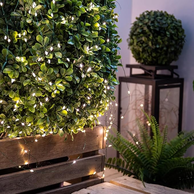 2 Pack Green Wire Fairy Lights Plug in 100Ft 300 LED Warm White Twinkle Lights LED String Lights with Remote for Christmas Tree Bedroom Living Room Wall Patio Party Decoration