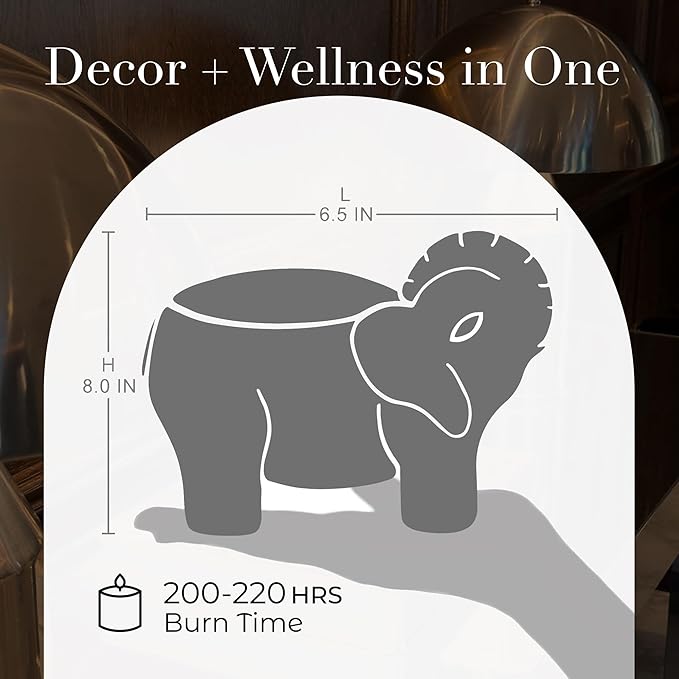 Luxury Elephant Scented Candle – Large 28oz Jar with Soy Wax Blend & 2 Cotton Wicks – Long Burn Time 180-240 Hours – Fall Candles, Fall Scented Candles, Soy Candles for Home & Holiday Décor (Silver)