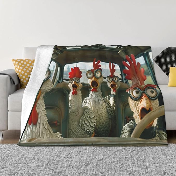 Funny Rooster Throw Blanket Chicken Decor Blanket Super Cozy Plush Lightweight Soft Plush Flannel Fleece Blanket Gifts for Rooster Lover Girls Boys Kids Women Men Teenager for Sofa Bed Couch 50"X40"