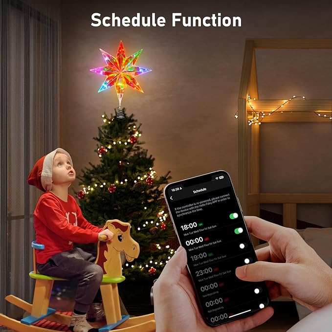 Smart Christmas Tree Topper, 15.5 Inch 3D Holographic Bethlehem Star Tree Topper, App and Remote Control, RGB Color Changing, Music Sync, Dimmable for Xmas Tree Home Party Decor