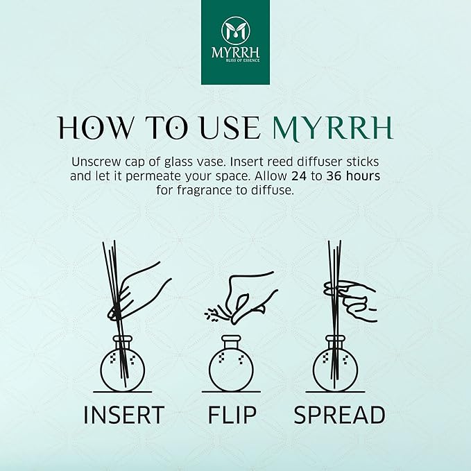 Ocean Breeze Scented Reed Diffuser with 8 Rattan Diffuser Sticks, 150 ml, All Natural Air Freshener, Long-Lasting Diffusers at Home - MyrrhUSA