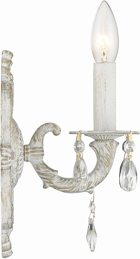 Paris Market 1 Light Spectra Crystal Antique White Sconce