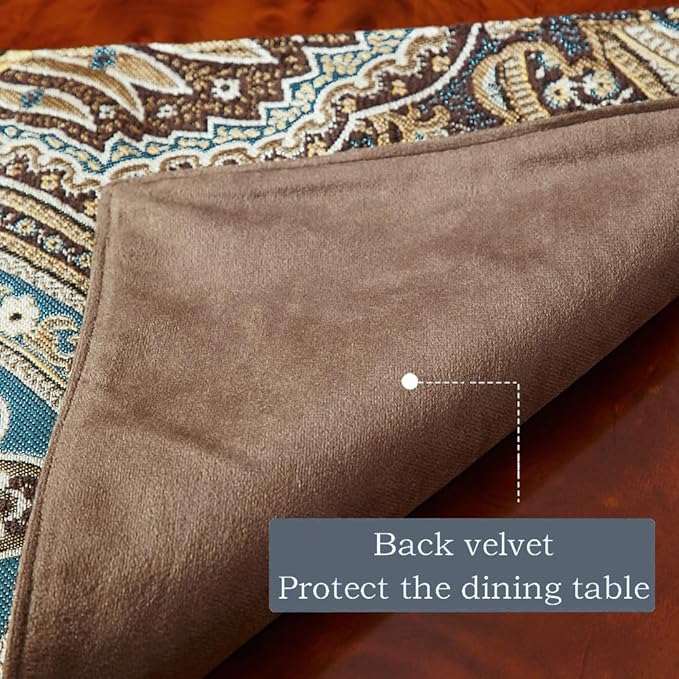 Luxury Vintage Design Table Runners 72 inches Long Embroidery Jacquard Fabric with Multi-Tassels Table Runners for Dining Room Dresser Wedding Holiday Party Fireplace Decorations (Coffee, 12X72inch)