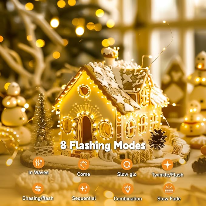 ZSJWL Rechargeable Fairy Lights with DIY Timer & 8 Modes, 2 Pack 16FT 50LED String Lights Battery Operated Indoor, Twinkle mini Lights for Bedroom Christmas Wedding Centerpiece Decor (Warm White)