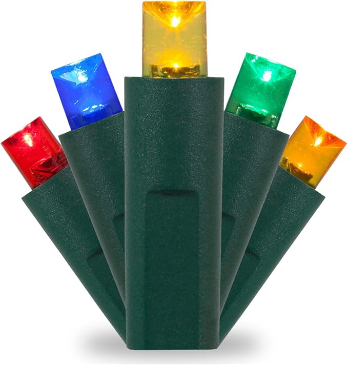 Kringle Traditions 50 Count Multicolor Christmas Lights – 17 ft LED Mini String Lights with 4 Inch Spacing, Indoor Outdoor Holiday & Party Décor