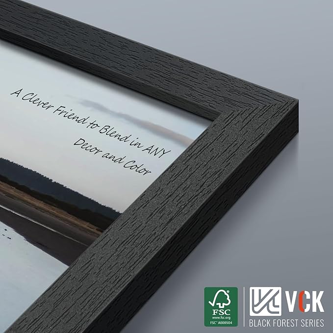 VCK 11x14 Picture Frame Set of 4 - Black, Gallery-Quality Wood Poster Frames, 1.1-Inch Wide Border, Polished Plexiglass, Vertical or Horizontal Wall & Tabletop Display for Photo/Art/Prints, Black