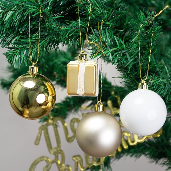 LARAINE Christmas Balls Ornaments 88 Pcs Decorations for Christmas Tree, Assorted Shatterproof Hanging Ball Variety Gift Set of Holiday Party Wedding Decoration (Gold)