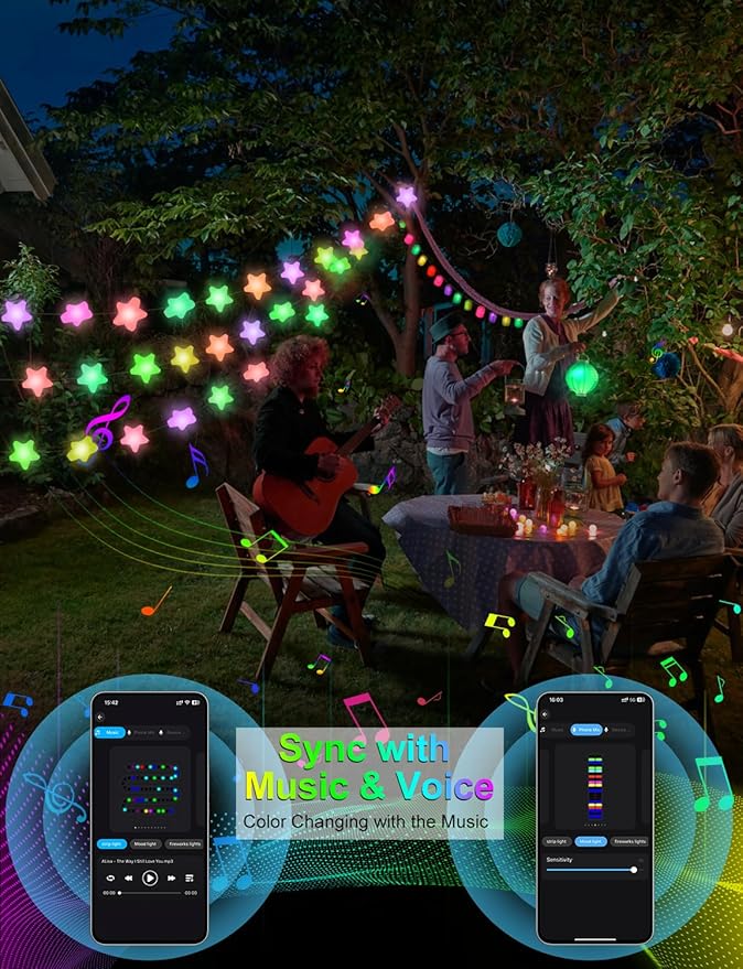 Smart Star Fairy Lights Plug in, 33Ft 16 Million Color Changing String Lights RGB Built in Chip APP & Remote Control DIY Music Sync Twinkle Light for Bedroom Christmas Decoration Christmas Gift