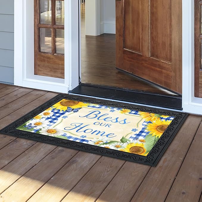Briarwood Lane Summer Doormat 30x18 Indoor Outdoor Bless This Home Floral for Summer Doormat