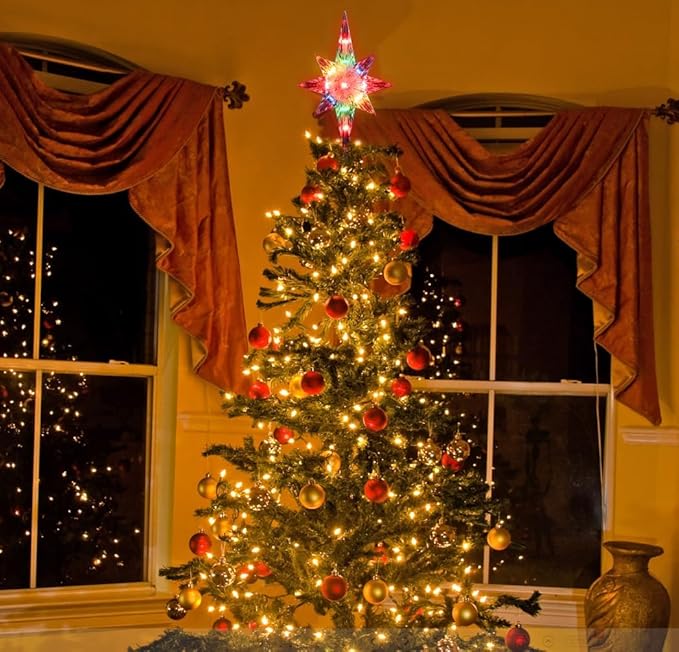 Bethlehem Star Tree Topper with 10 Lights, Lighted Treetop Christmas Tree Decorations（Multicolor）