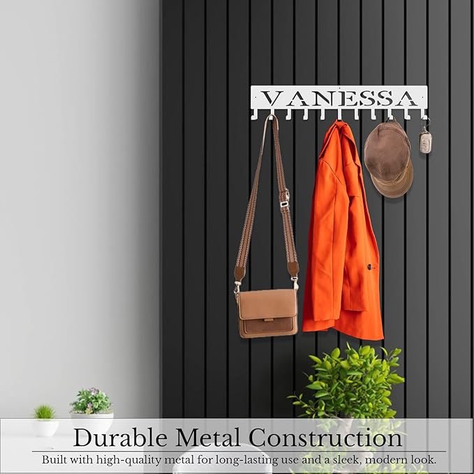 Personalized Metal Key Rack Hooks, Key Holder Wall Mounted Key Hooks, Name Theme Wall Decoration Hooks, Key Hanger Organizer for Living Room, Entryway, Bathroom, Office Decor(Middle)