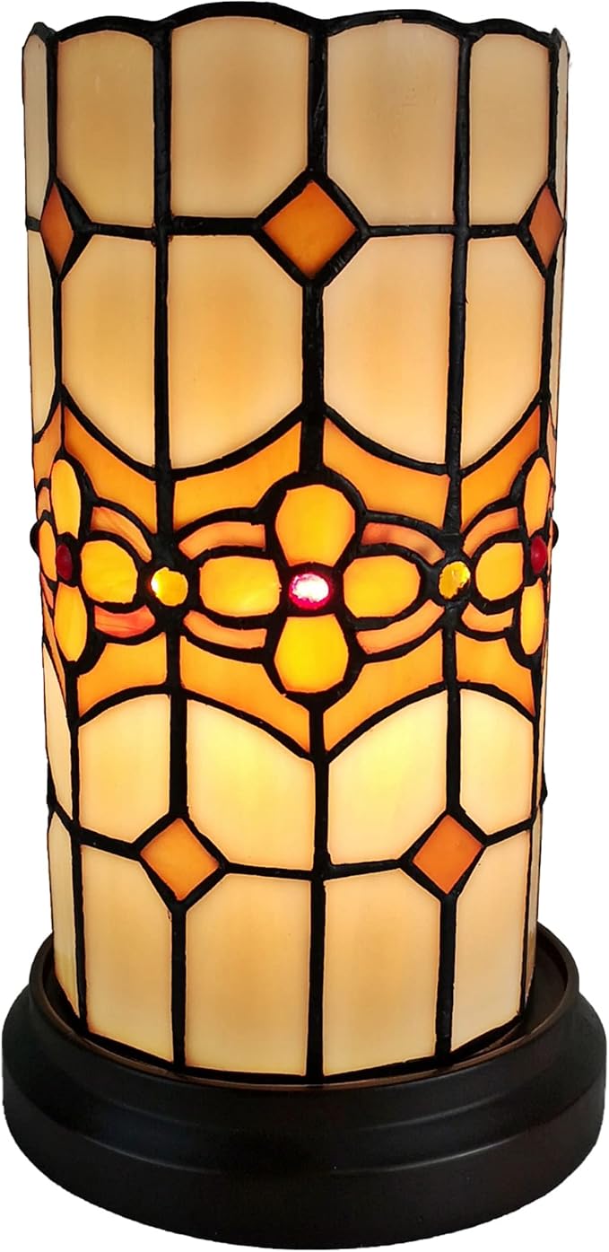 Amora Floral Decorative Accent Table Lamps - Tiffany Mosaic Shade - 11" Table & Bedside Light