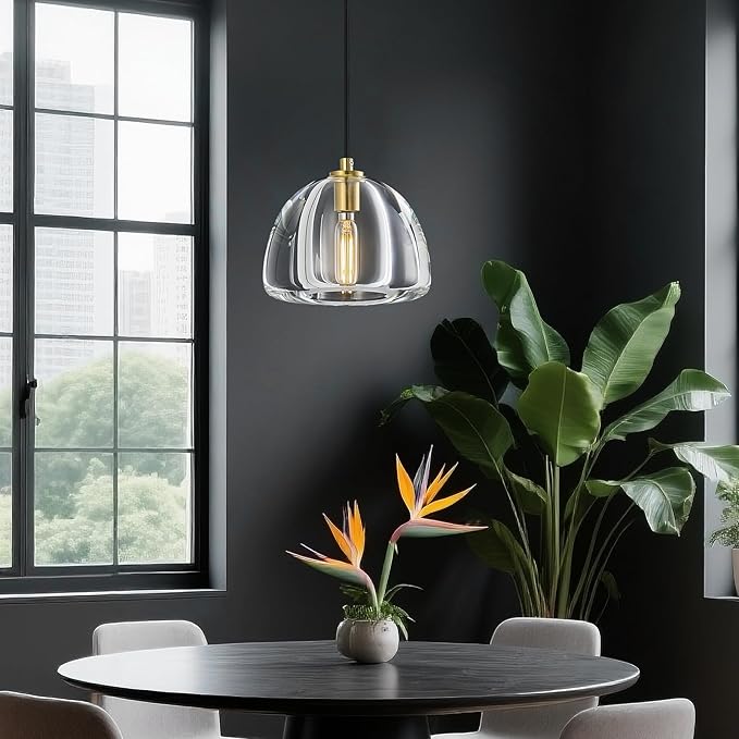 Modern Gold Pendant Lights Kitchen Island Ceiling Chandelier Indoor Crystal Hanging Light Fixtures for Dining Room Kitchen Living Room Bedroom（B-2Pack）