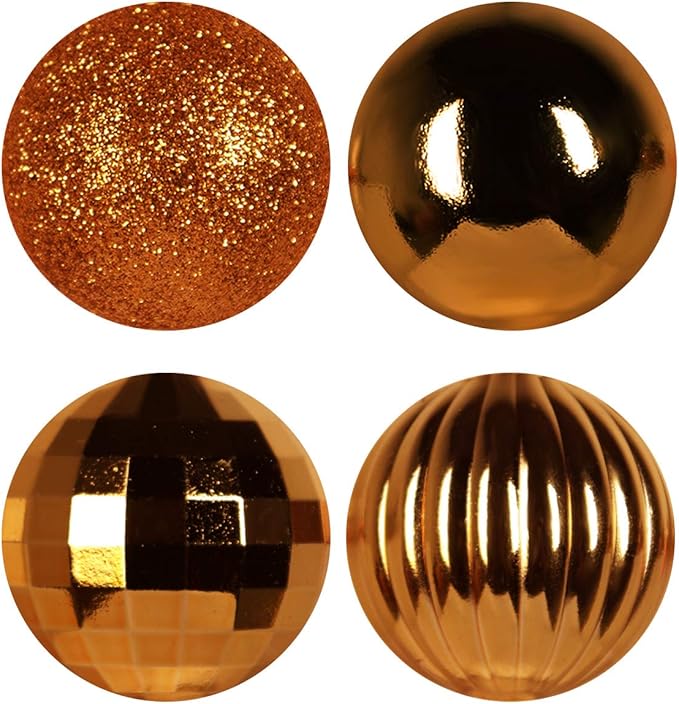Orange Bronze 2.5" Christmas Balls Christmas Tree Decoration Ornaments Shatterproof Hanging Balls for Birthday Halloween Holiday Wedding Decorations Set of 10pcs
