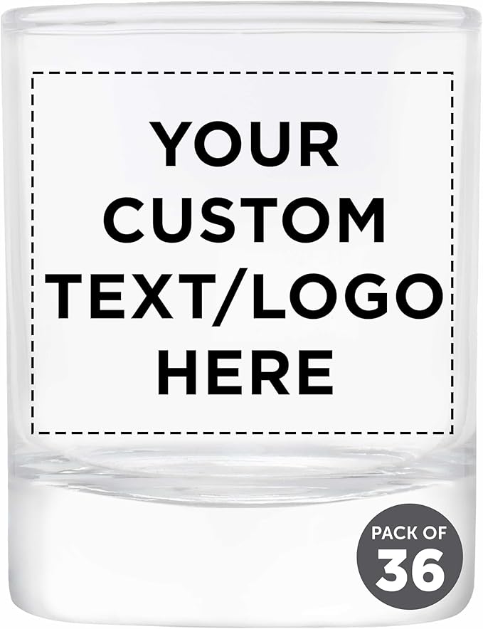 DISCOUNT PROMOS Custom Arc Votive Candle Holders 3 oz. Set of 36, Personalized Bulk Pack - Thick Base, Perfect for Wedding, Anniversary and Party Favors - Clear Bottom