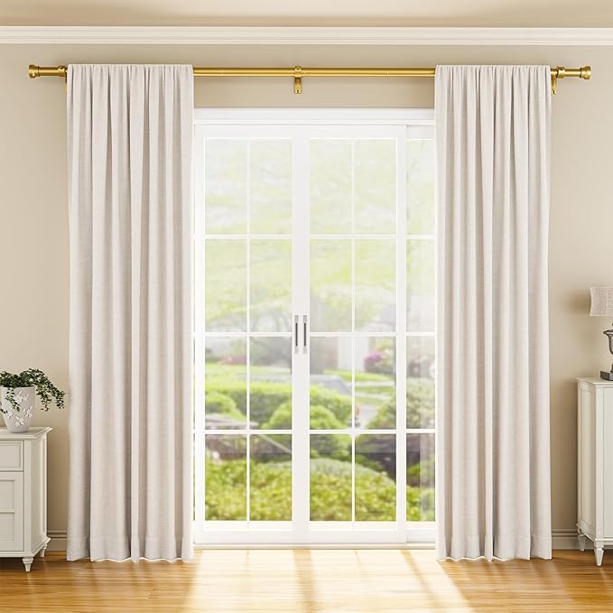 YaFex Curtain Rods 2 Pack 32-144 Inch, Heavy Duty 1 Inch Curtain Rod, Gold Extra Long Adjustable Window Treatment Rods, Modern Design, Easy Installation