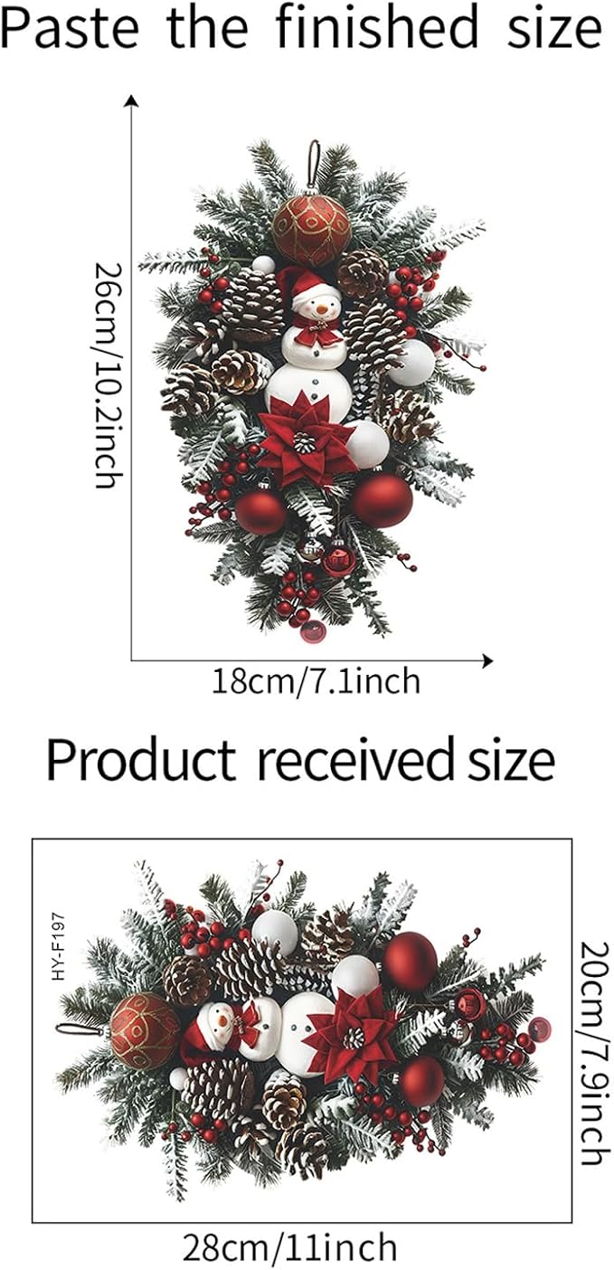 Vinyl Xmas Snowman & Pine Cones Leaves Wall Stickers - Removable Christmas Party Decorations for Kids