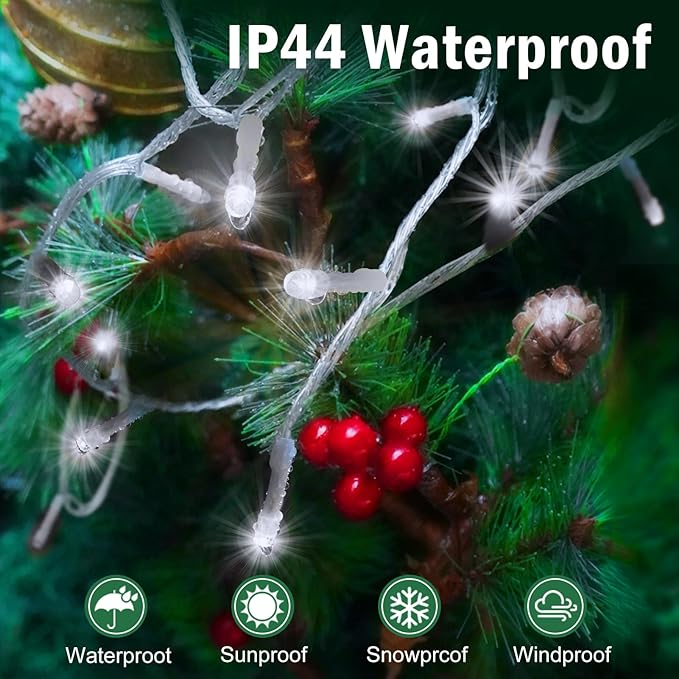 SAUIRS 197FT 500 LED Christmas Lights Outdoor String Lights with 8 Modes Timer Waterproof Fairy Light Plug in for Outside Indoor Party Xmas Palm Tree Yard Wedding Decorations(Cool White)