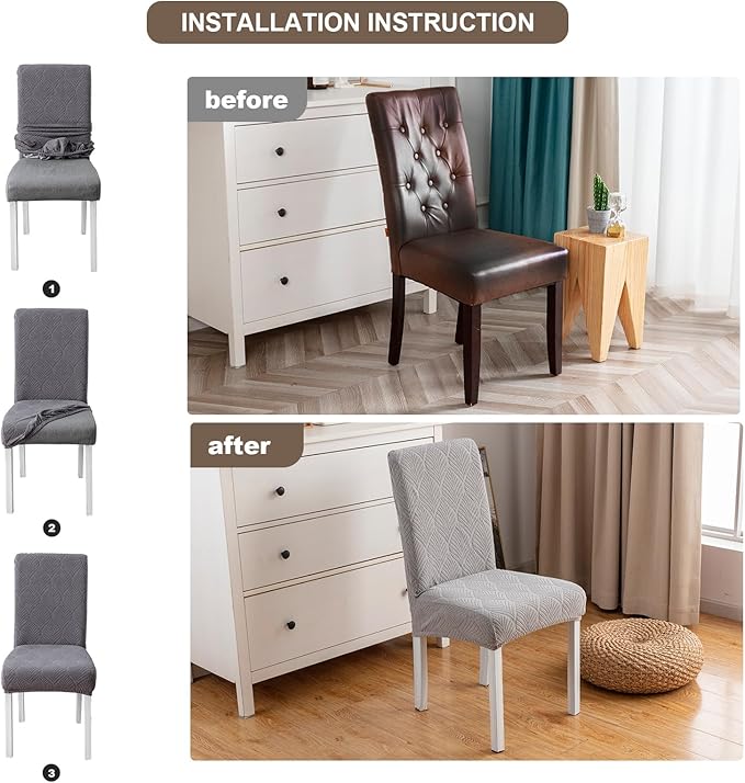 Waterproof Dining Chair Covers, Chair Covers for Dining Room, Stretch Parsons Chair Slipcover, Removable, Washable for Dining Room Kitchen Chair Protector Cover