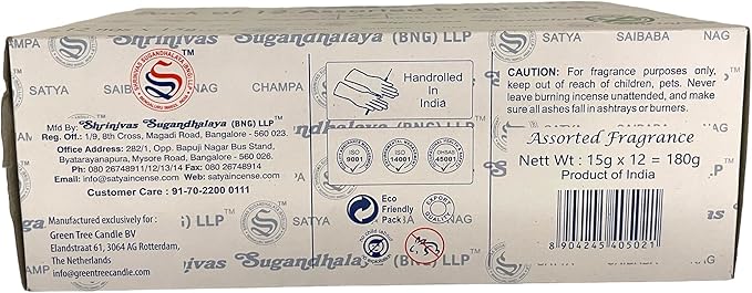 Satya Bangalore (BNG) Set of 12 NagChampa SuperHit CelestialBliss DivineBlessings ExoticRomance GoldenSunrise IndianRainforest MidnightBloom PurePatchouili GoodFortune Lotus Lily, VarietyPack08