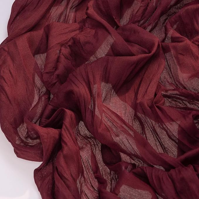 Socomi 10pcs Burgundy Red Valentine's Day Cheesecloth Table Runner Boho Rustic Gauze 120 inch 10FT Cheese Cloth Runner for Wedding Party Baby Shower Birthday Home Decor Holiday Decorations