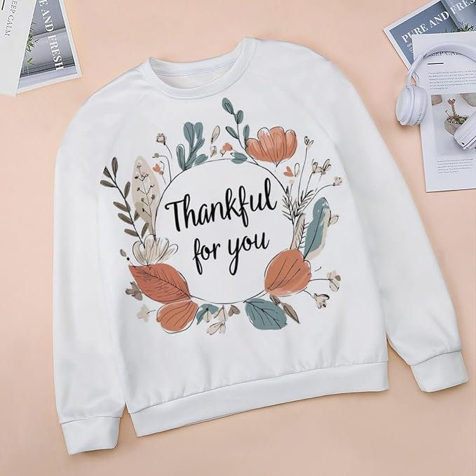 Thanksgiving Sweatshirt for Women Crewneck Pullover Casual Graphic Long Sleeve Shirts Sweater