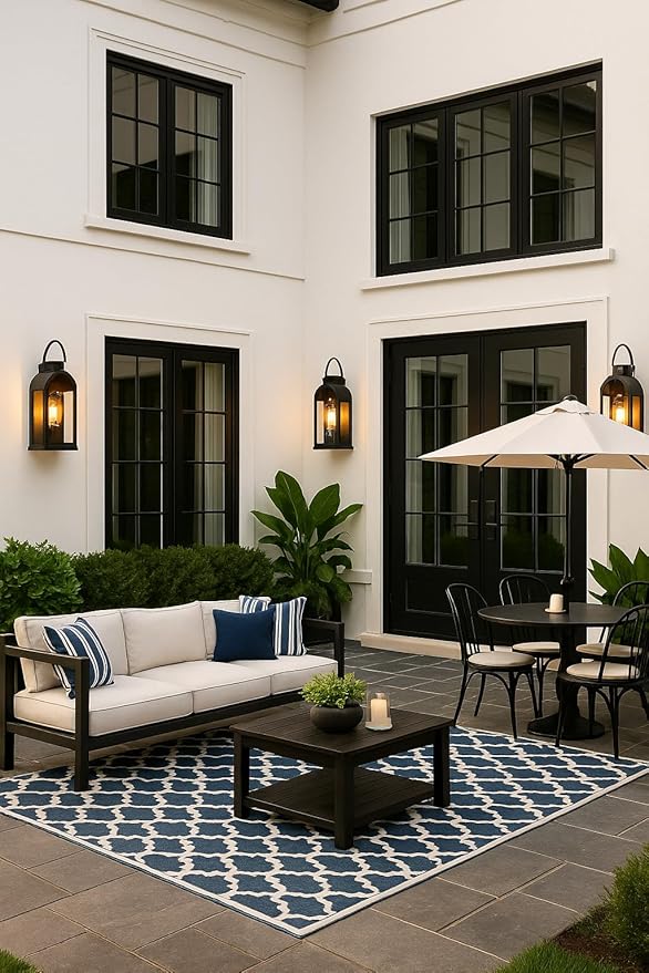 Vintage Outdoor Wall Light Fixtures (2 Pack) - Dark Brown Porch Lantern/Exterior Wall Sconce, Glass Shade, Sturdy Metal Frame, Waterproof & Anti-Rust, for Entryway/Garage/Patio/Doorway, E26 Socket