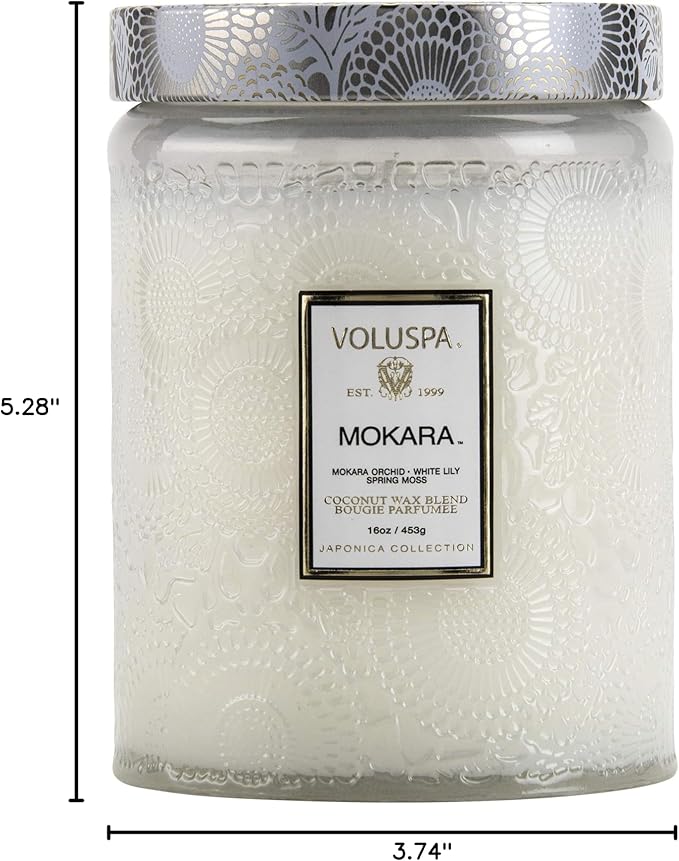 Voluspa Mokara Orchid Candle, 18 oz, Coconut Wax Blend, Scented Candles for Home, 100 Hour Burn Time, Candle Jars