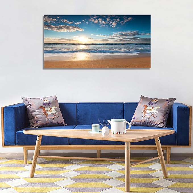 YYYYHPP YP1950 Beach Sunrise Over The Tropical Sea Pictures Print on Canvas Wall Art for Home Decor, Stretched and Framed, Easy to Hang