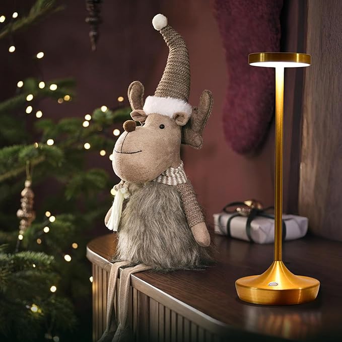 Rechargeable Table Lamp Cordless - 6000mAh Battery Operated LED Table Light - Portable Touch Dimmable Outdoor Waterproof Table Lamps for Patio Restaurant Dining (2 Gold)