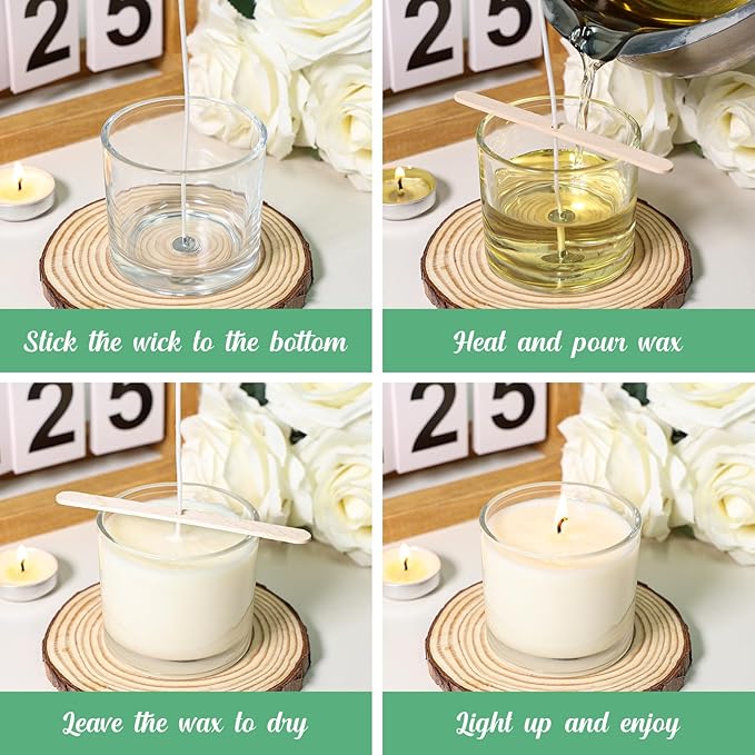 4oz Candle Jars 12 Pack- Small Clear Empty Glass Candle Jars with Bamboo Lids, Stickers and labels, Bulk Candle Vessel for Making Candles Containers, Ideal for Candle Business Owners