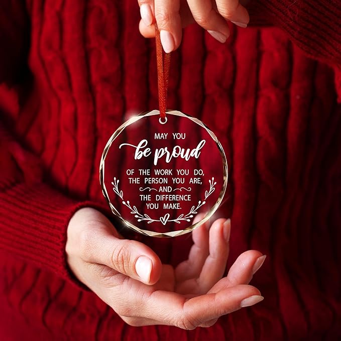 Teacher Christmas Ornament - Glass Christmas Ornaments for Tree Decoration 2025 - Employee Appreciation Thank You Gifts for Women Coworkers Boss, Retirement Gift for Woman, Stocking Stuffers
