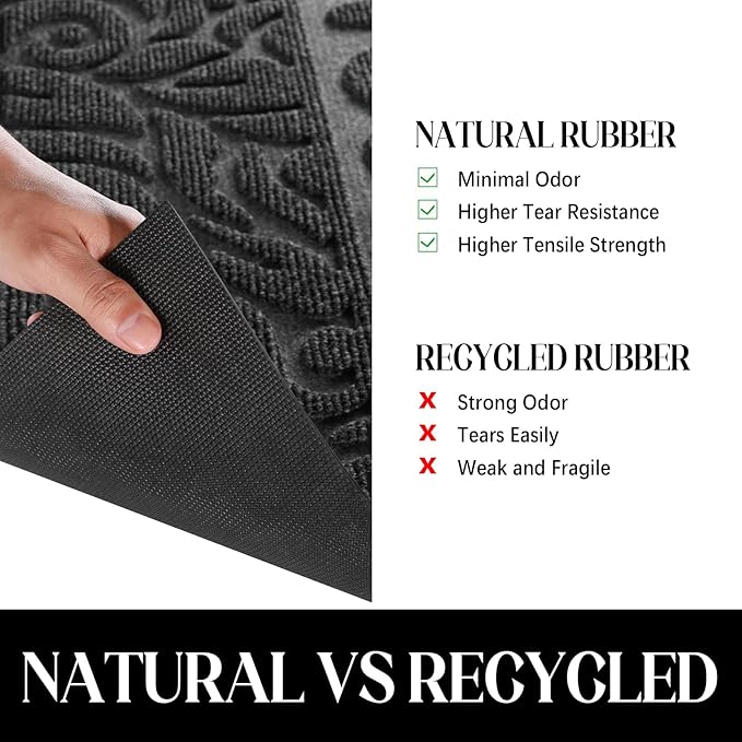 Yimobra Welcome Mat Outdoor 29.5x17, Waterproof Non-Slip Outdoor Mats for Front Door Outside Entrance, Low-Profile Entryway Mat Indoor for Garage Patio, Grey