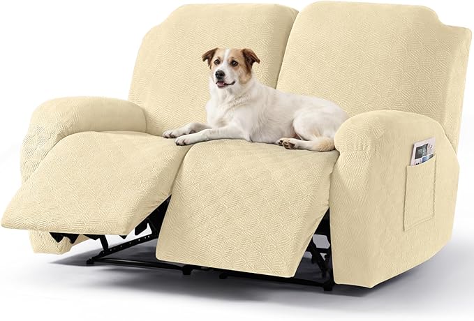 Timeles Recliner Covers Extra Wide Recliner Loveseat Covers Oversized Reclining Couch Covers Sofa Slipcovers Stretch Soft Washable (Two-Seater Oversized, Pale Yellow)