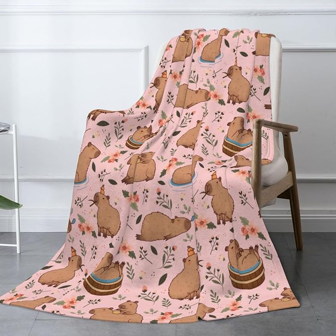 Capybaras Blanket Throw Blanket for Bed Soft Cozy Fluffy Couch Blankets Fleece Blanket Throw Gifts for Women Men Girls Boys 50"x40"