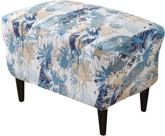Eco-Ancheng Ottoman Cover Rectangular Storage Ottoman Slipcover Footrest Stool Covers with Nonslip Elastic Bottom