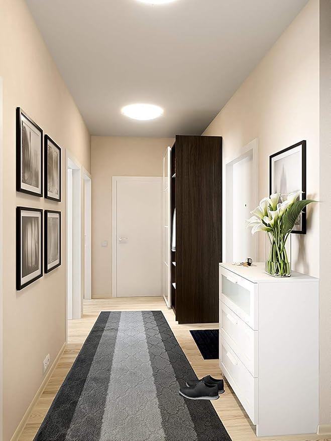 Custom Size Hallway Runner Rug, Slip Resistant, 26 Inch Wide X Your Choice of Length, Trellis Anthracite, 26 Inch X 17 feet