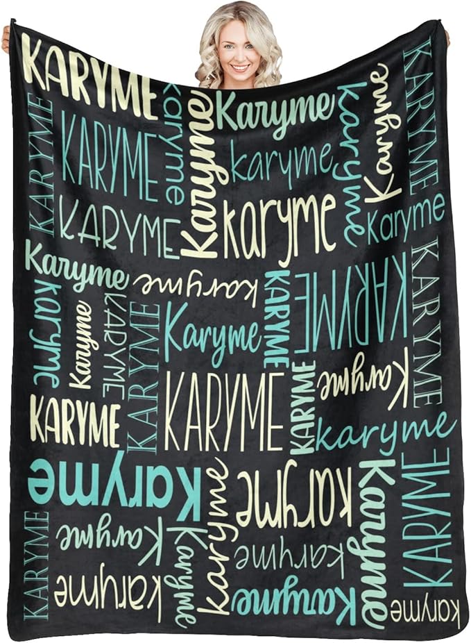 Personalized Blankets with Names Baby Gifts for Girls Boys Custom Soft Fleece and Sherpa Name Blanket for Kids and Adults Birthday for Daughter Son Granddaughter Grandson (Black)