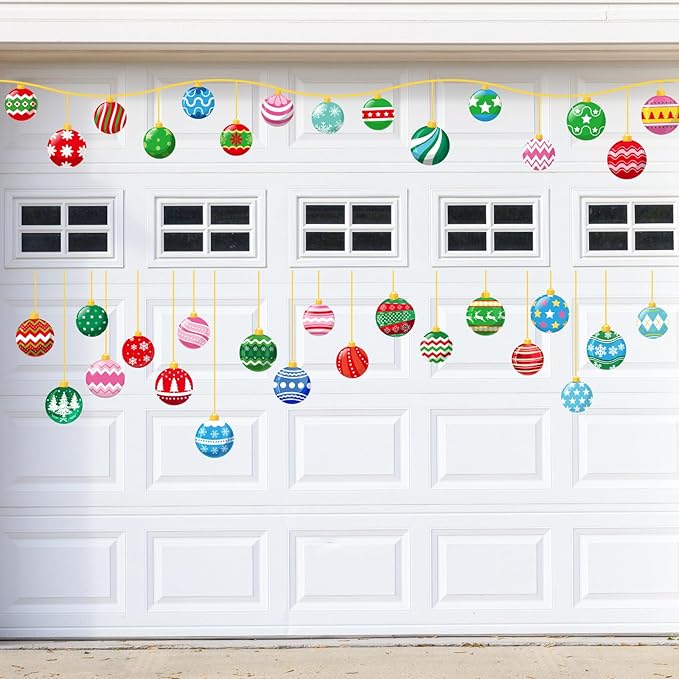 Cinrobiye 9 Sheets Christmas Snowball Window Clings Winter Christmas Car Refrigerator Decorations Stickers Door Window Seasons Decals for Holiday Xmas Christmas Home Kitchen Living Room