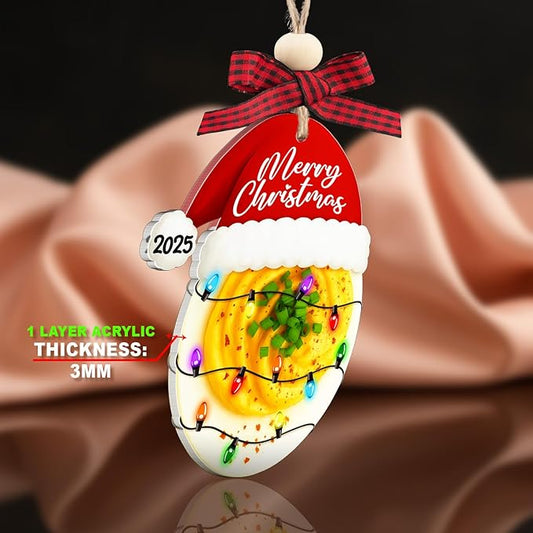 Deviled Egg Ornament - Egg Ornaments for Christmas Tree - Food Christmas Ornaments - Deviled Eggs Gifts for Food Lovers, Women, Men, Teens - Acrylic Ornament 2025