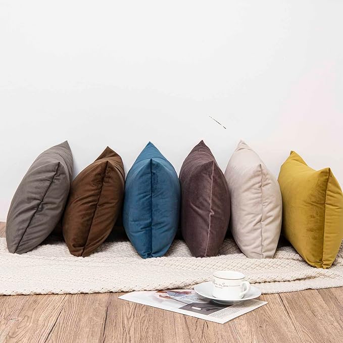 JUSPURBET Decorative Pillow Covers Set of 2 22x22 Velvet Throw Pillow Covers for Couch Sofa Bed Soft Cushion Covers Cases with Hidden Zipper for Living Room Home Decor,Ash