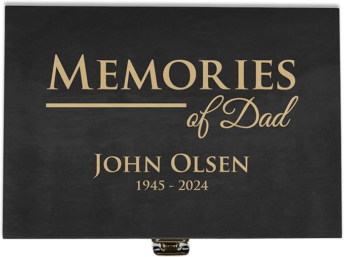 Personalized Memorial Keepsake Box - Custom Engraved Wooden Memory Box for Remembrance Sympathy Gift for Loss of Loved One - Funeral Urn Box for Ashes, Photos, Mementos - Customized Gifts