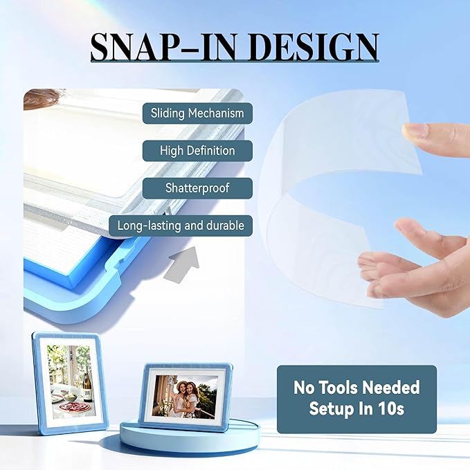 5x7 Picture Frame, Clear Acrylic Photo Frame with White Mat for 4x6 Photos, One-Piece Shatterproof Tool-Free Design, UV-Resistant Waterproof Tabletop Frame for Home Office Decor with 10-Year Warranty